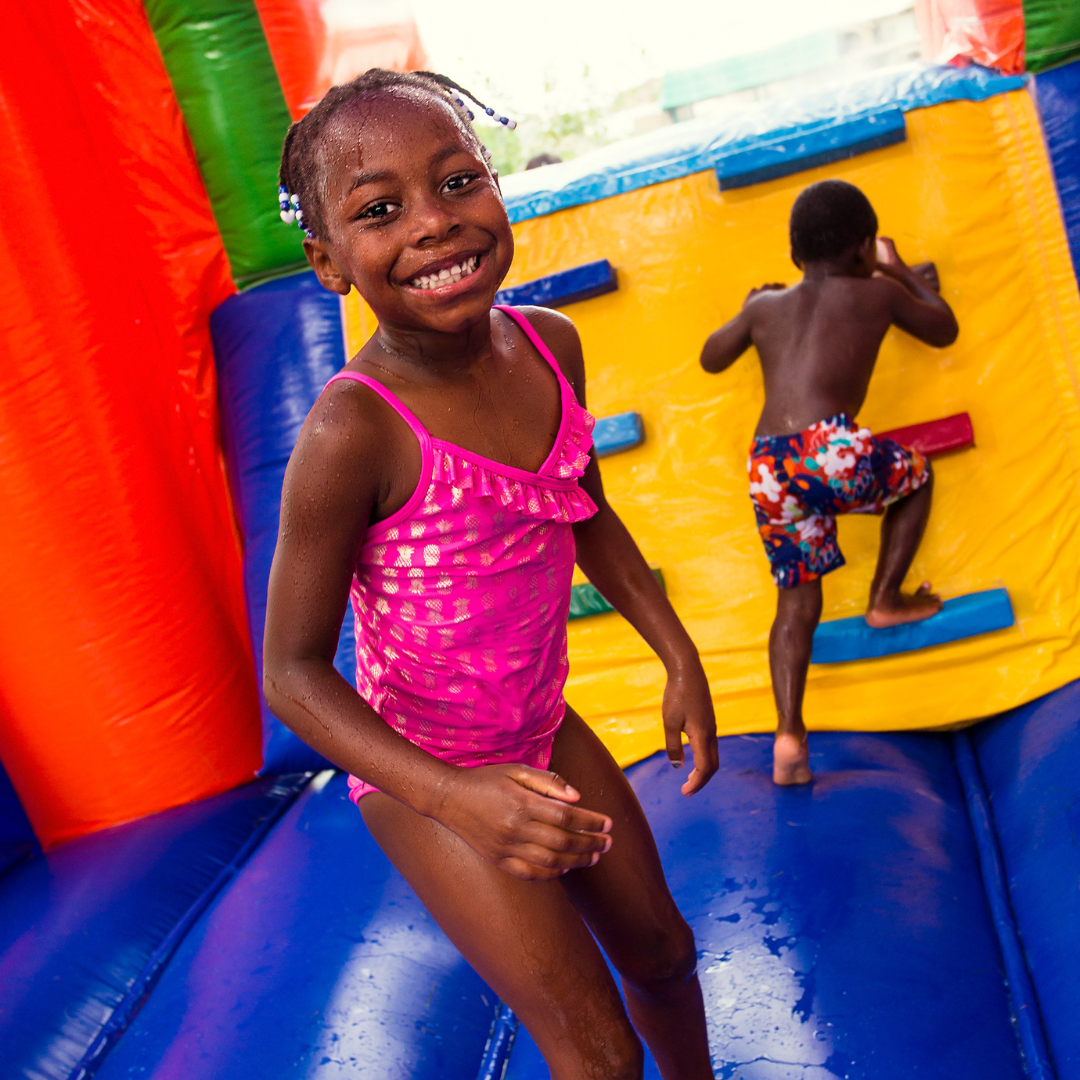 Water slide rental at community event in Dallas, GA